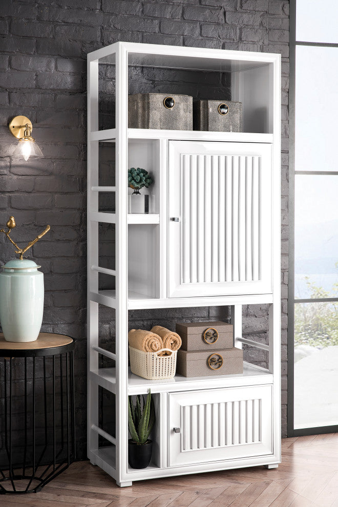 Athens 30" Bookcase Linen Cabinet, double-sided, Glossy White