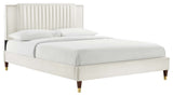Zahra Channel Tufted Performance Velvet Twin Platform Bed, White
