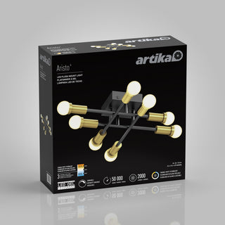 Artika Aristo Contemporary Flush Mount, Black and Gold