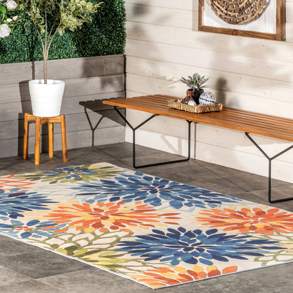 Nuloom Rosana Floral Machine Washable Indoor/Outdoor Area Rug, Multicolor 3'x5'