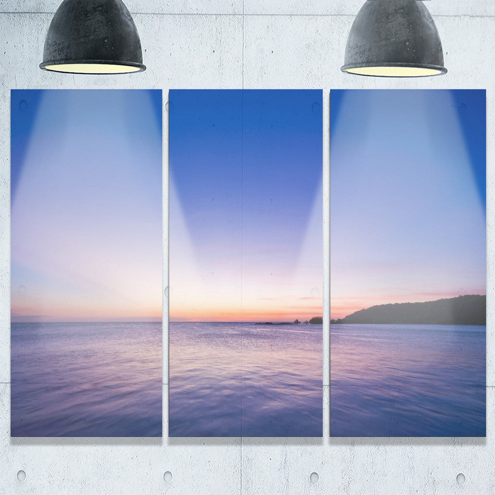 "Bright Blue Sky and Waters at Sunset" Metal Wall Art, 3 Panels, 36"x28"