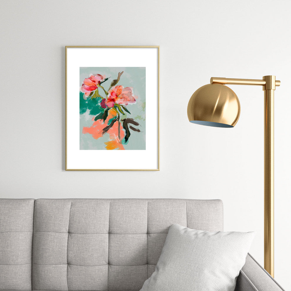 lunetricotee peonies abstract floral Metal Framed Art Print
