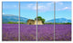 "Old House and Tree in Lavender Field" Landscape Wall Art, 4 Panels, 48"x28"
