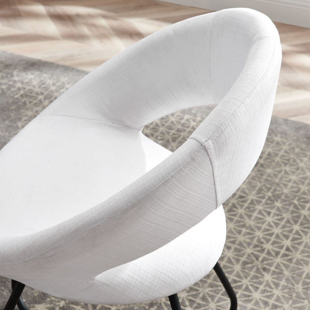 Dining Chair, Set of 2, White Black, Fabric, Modern, Cafe Bistro Hospitality