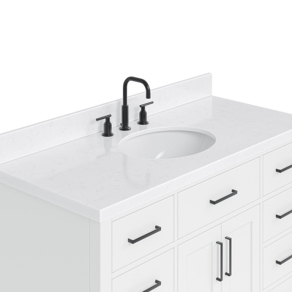 Ariel Hepburn 48"  Single Oval Sink Vanity, Carrara Quartz