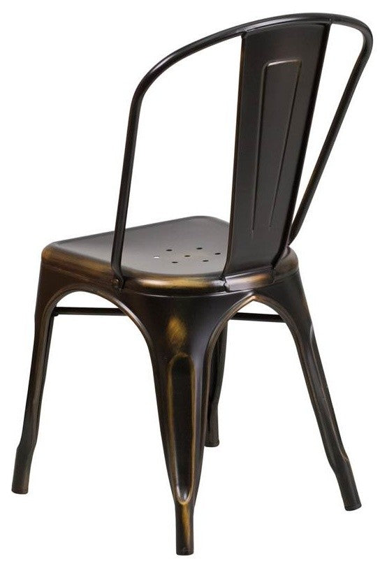 Distressed Copper Metal Indoor-Outdoor Stackable Chair