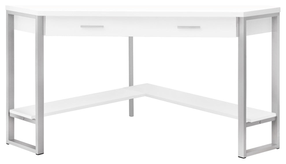 42" White Corner Computer Desk