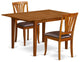 3 Pc Set Milan Table With Leaf And 2 Leather Chairs, Saddle Brown