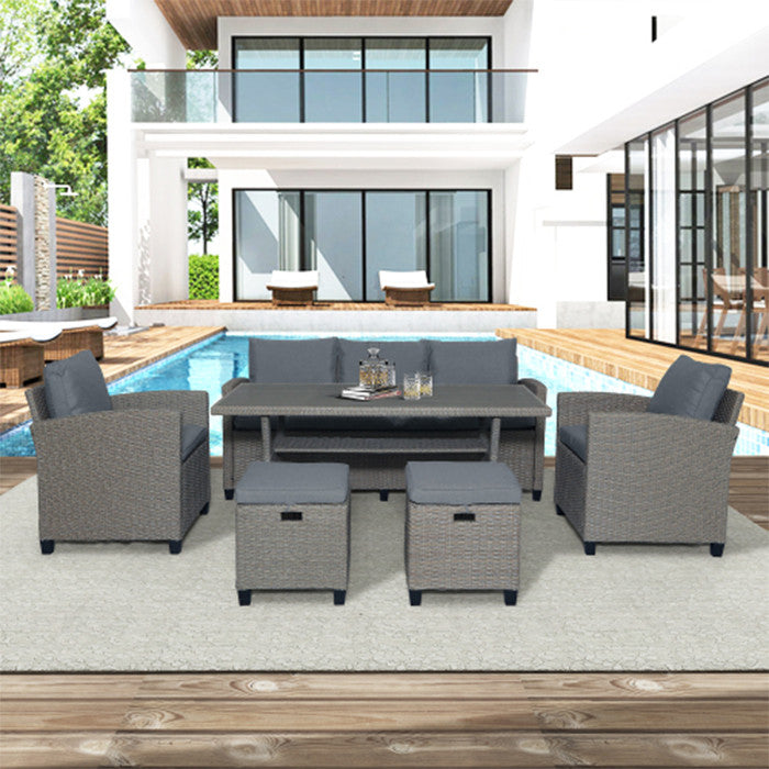 6 Piece Rattan Wicker Set Patio Garden Furniture