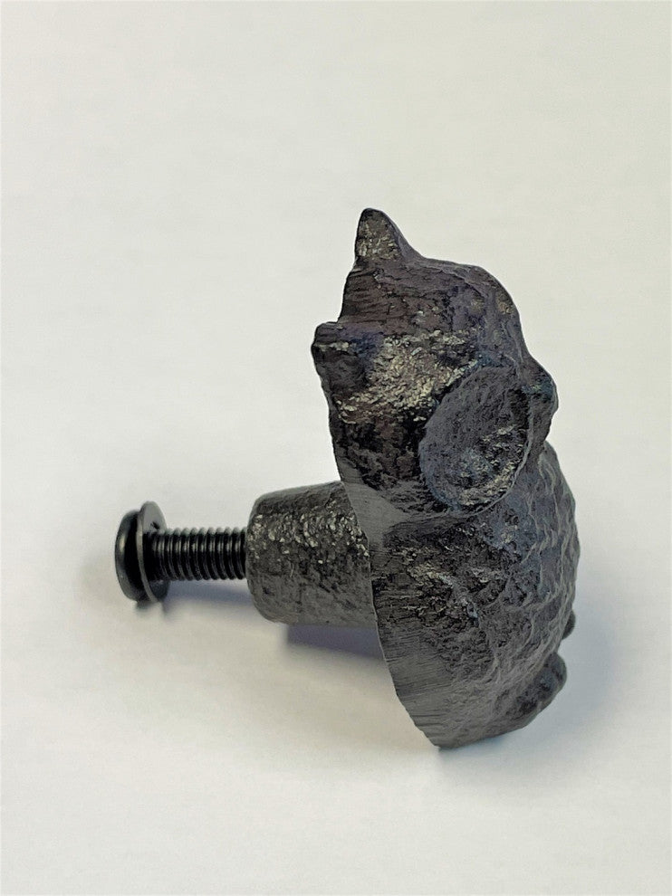 Owl Shaped Drawer Pull Knob Cast Iron Brown