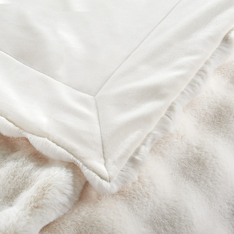 Textured Bubble Faux Fur Throw Blanket, White, 50''x60''
