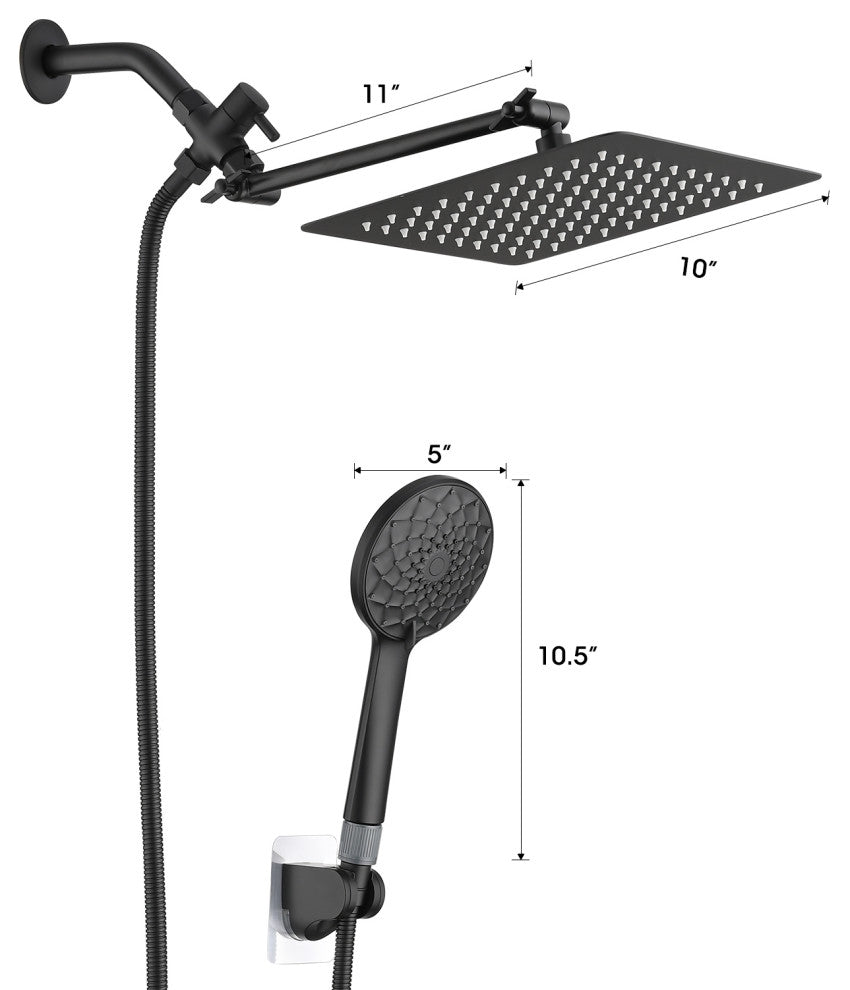 Completed Shower System with Rough-in Valve and Handheld Shower, Matt Black, 10"
