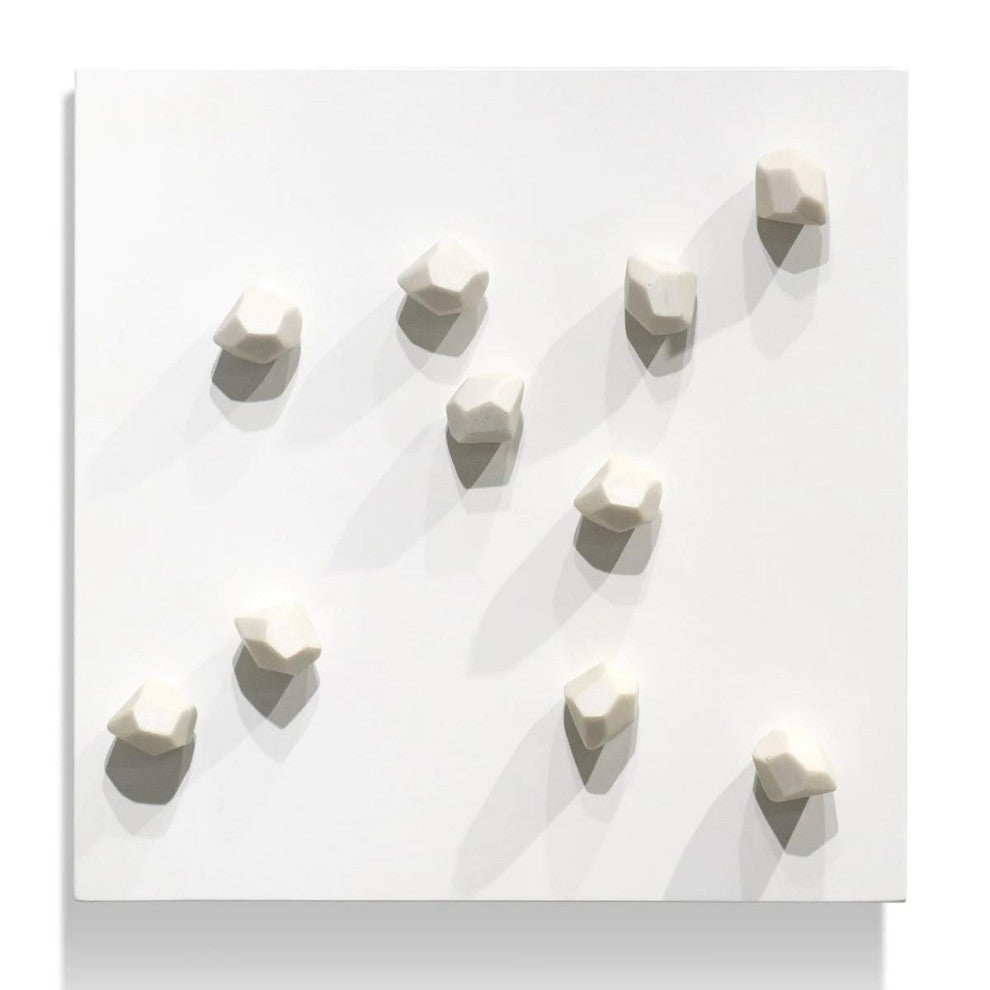 Faceted Gem Shape 1.5 in Wall Hook Organic Rock Off White Outdoor Safe Rock