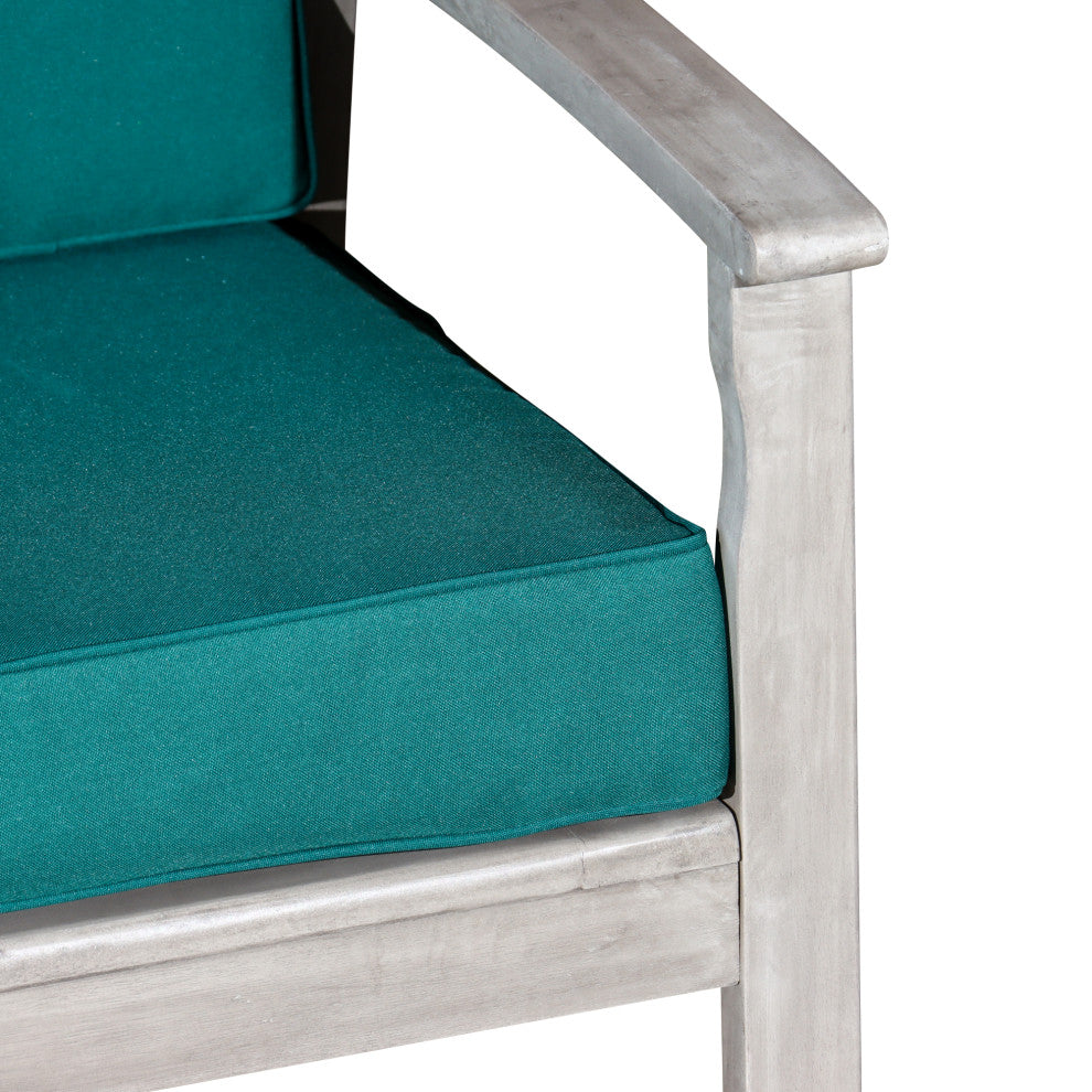 DTY Outdoor Living Longs Peak Eucalyptus Loveseat w/ Cushion, Silver Gray, Dark