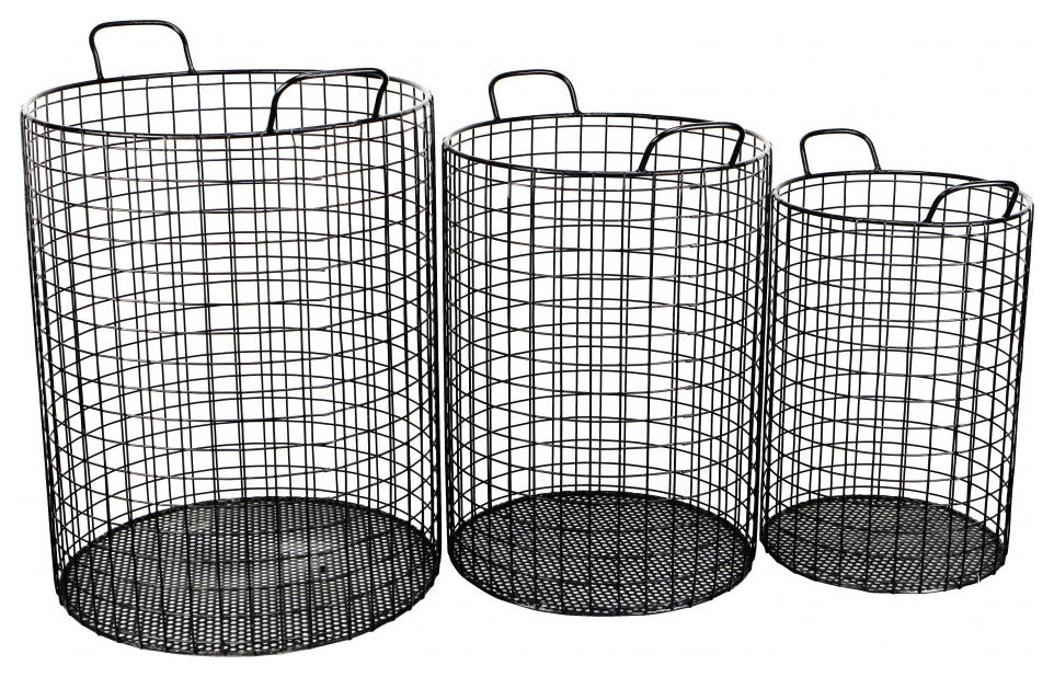 Set of Three Metal Wire Storage Baskets