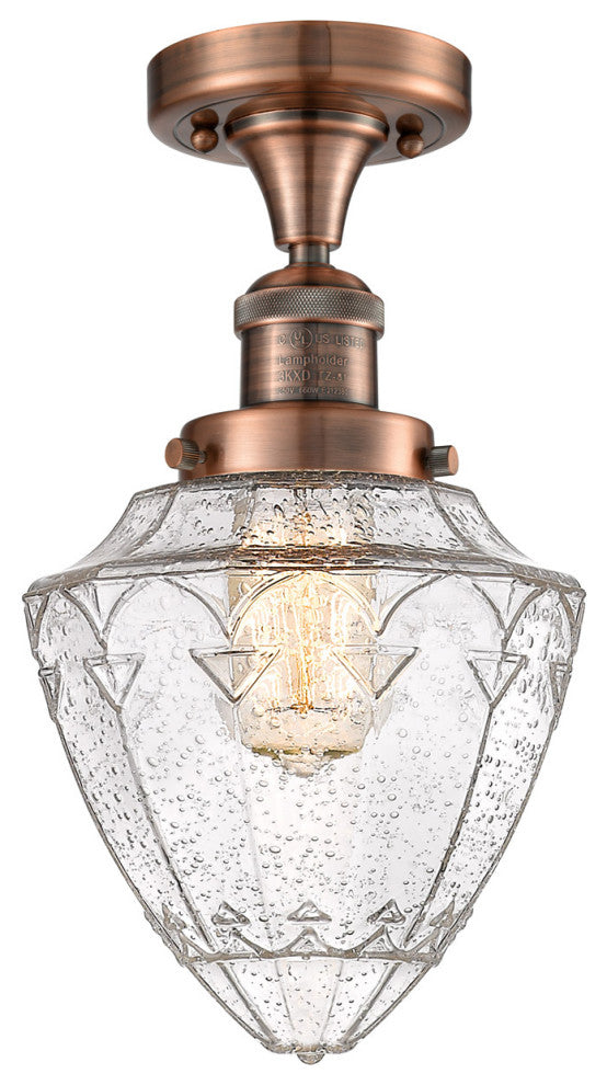 Innovations 517-1CH-AC-G664-7-LED 1 Light Semi-Flush Mount, Antique Copper