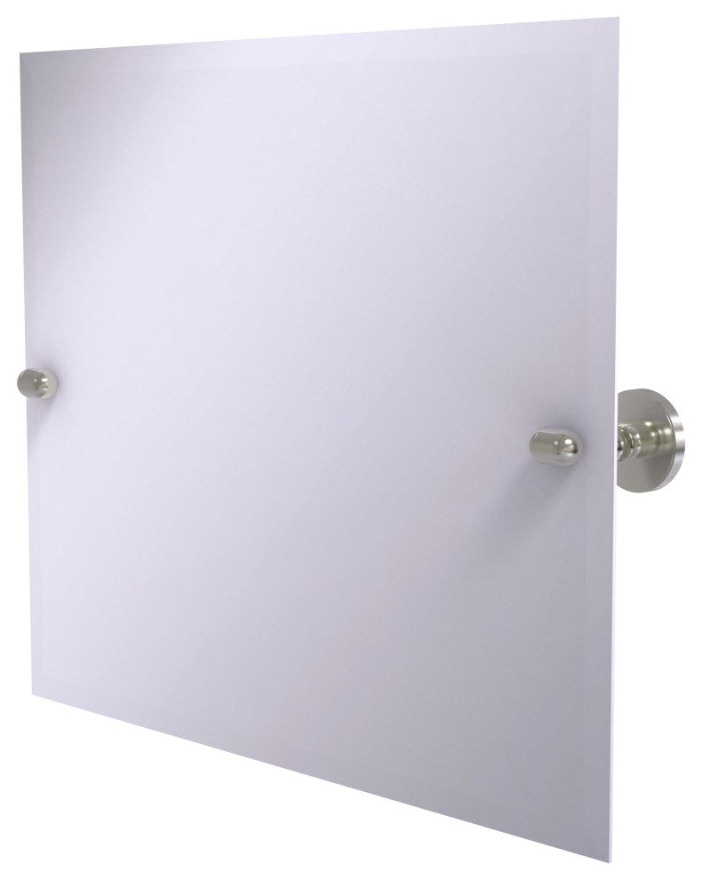 Frameless Landscape Beveled Edge Tilt Mirror, Satin Nickel