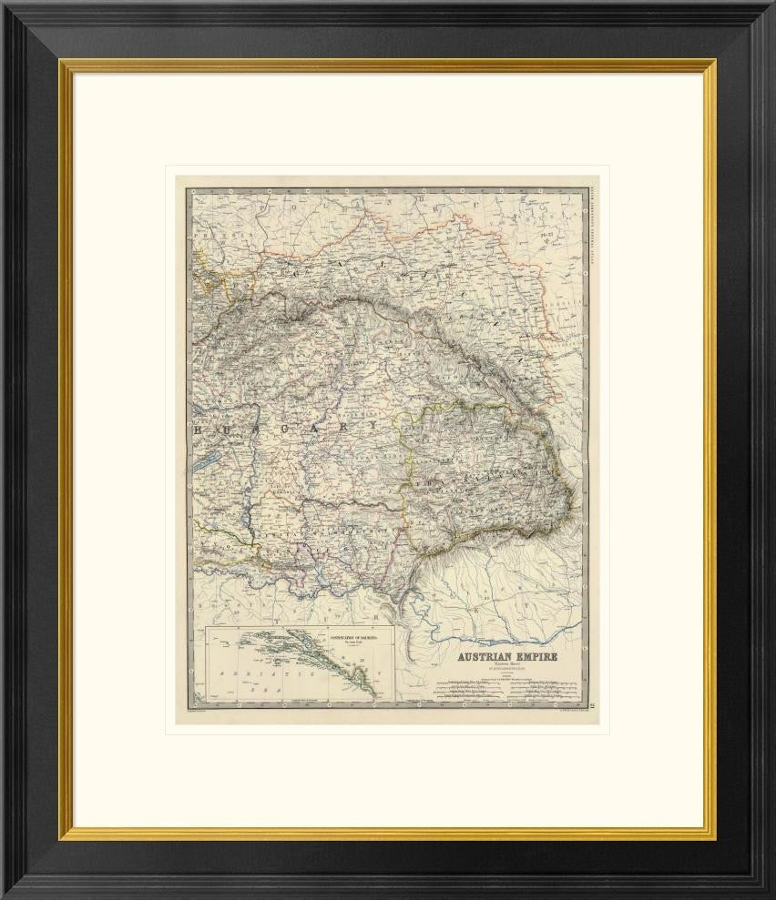 "Austria East, 1861" Framed Digital Print by Alexander Keith Johnston, 23x26"