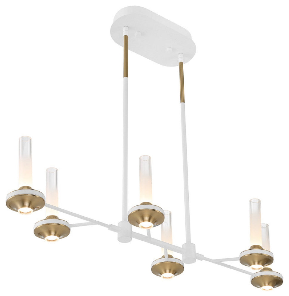 Torcia 12-Light 31.5" Chandelier, White/Brass