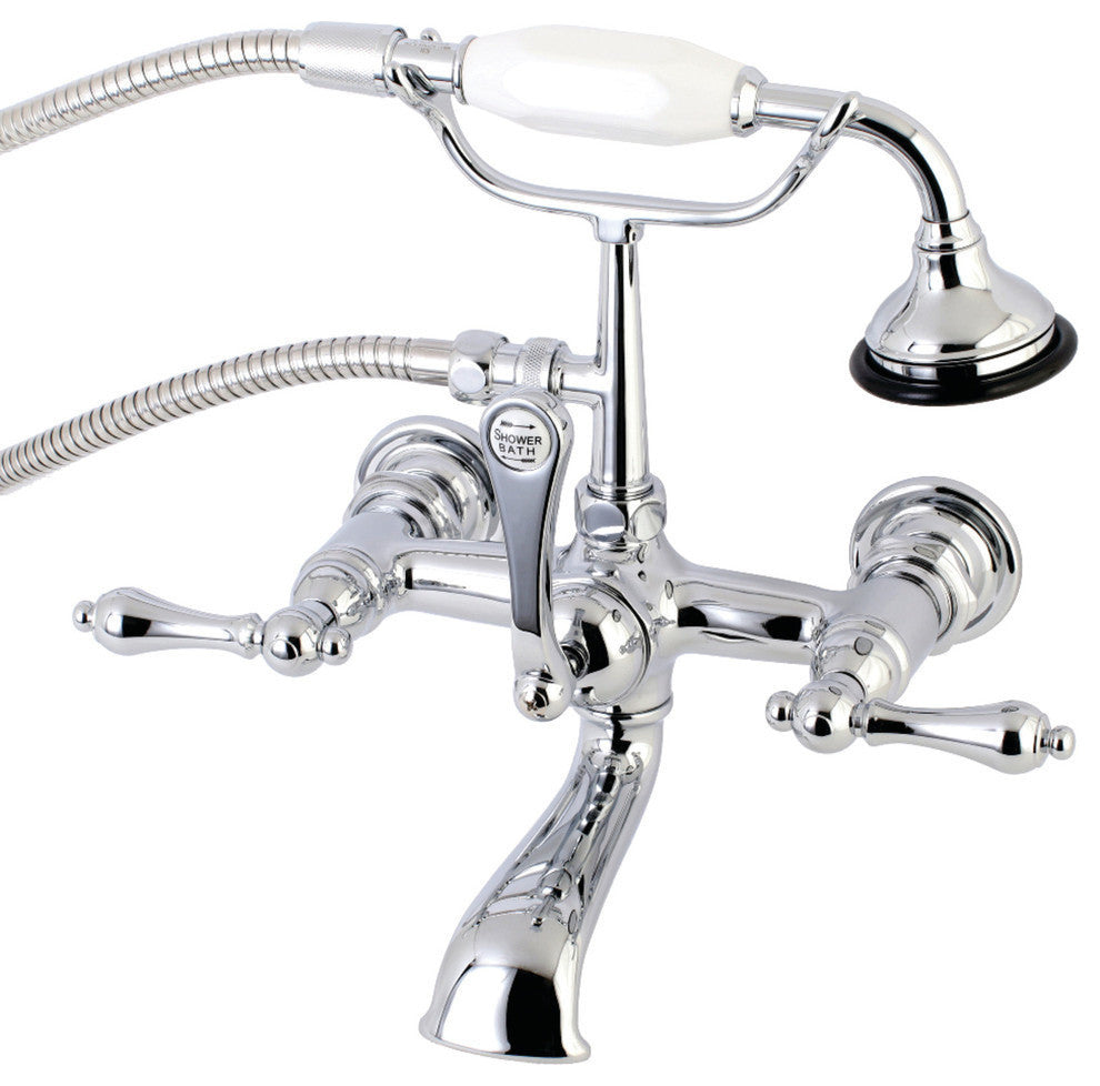 AE551TX-P 7" Wall Mount Tub Faucet with Hand Shower, Polished Chrome