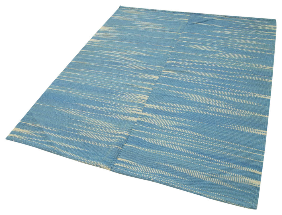 Rug N Carpet - Handmade Oriental 4' 8'' x 5' 10'' Modern Design Wool Kilim Rug