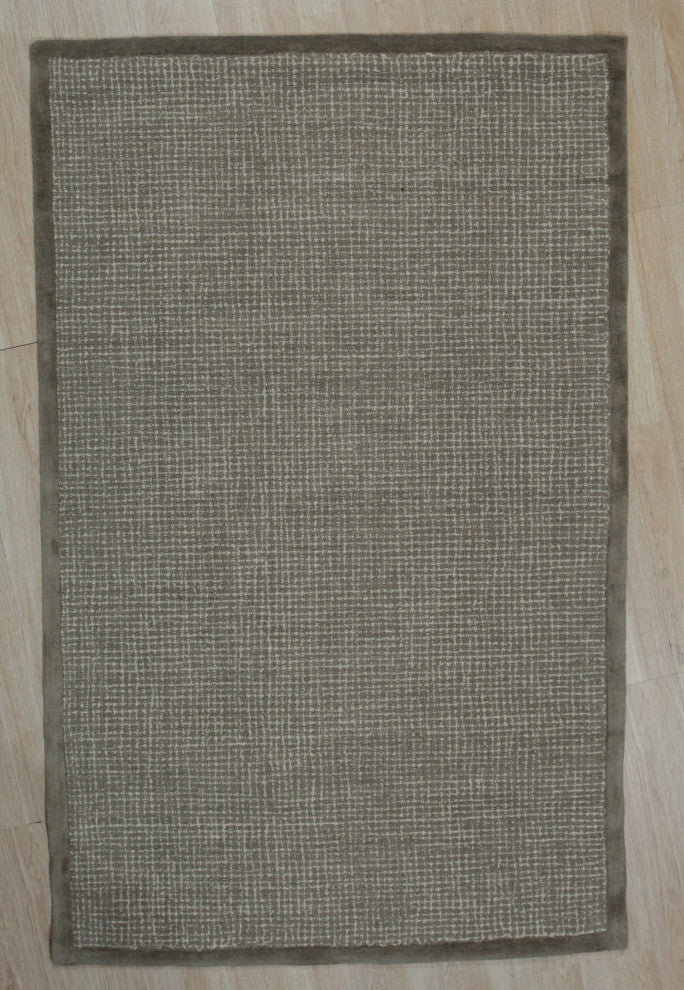 EORC Brown Hand-Tufted Wool Timothy Rug 5'x8'