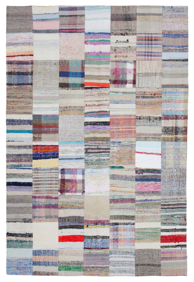 Rug N Carpet - Handmade Oriental 6' 7'' x 9' 10'' Unique Patchwork Kilim Rug
