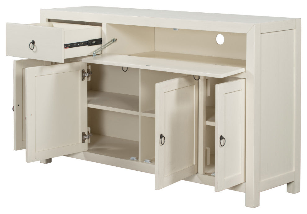 60-inch Wood Sideboard with Drawers and Shelves, White, 60'' X 36''