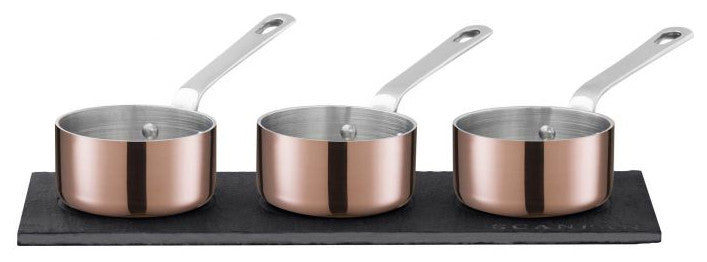 SCANPAN Maitre D' Copper 3-Piece Sauce Serving Set With Slate Board