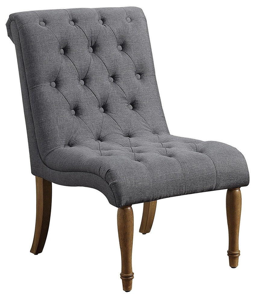 Iris Tufted Upholstered Slipper Chair, Gray