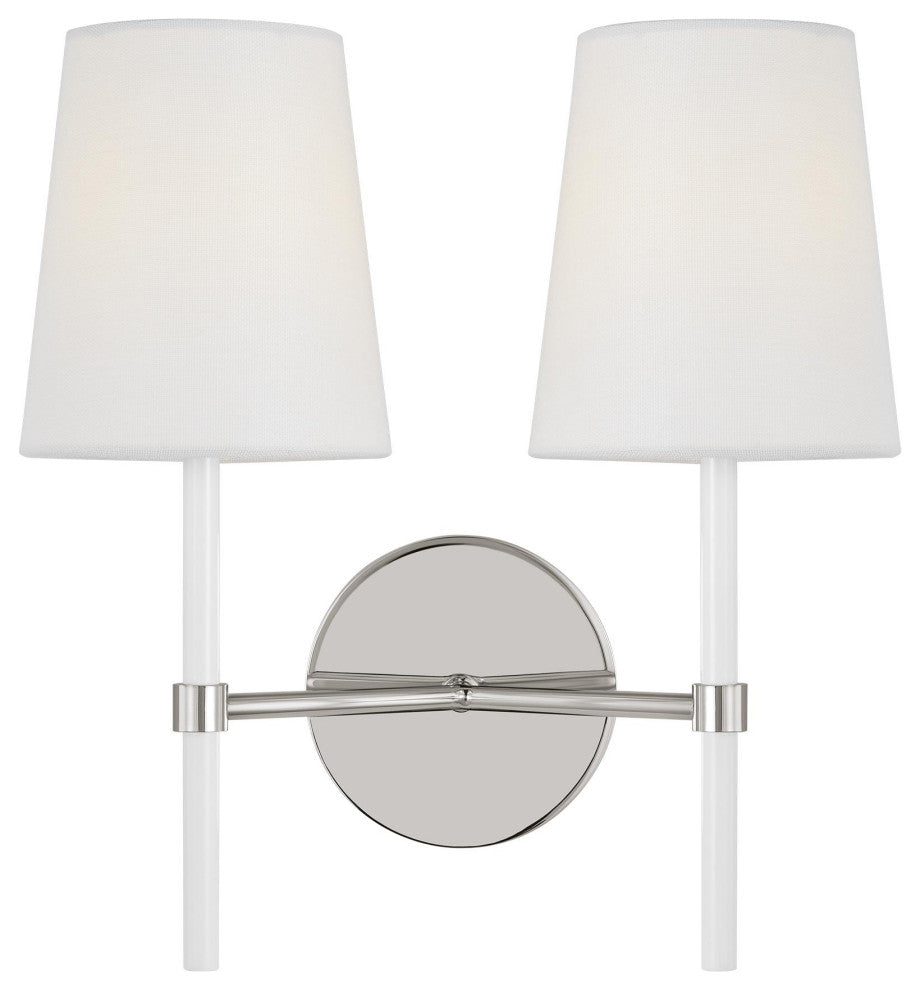 Monroe Double Sconce, Polished Nickel