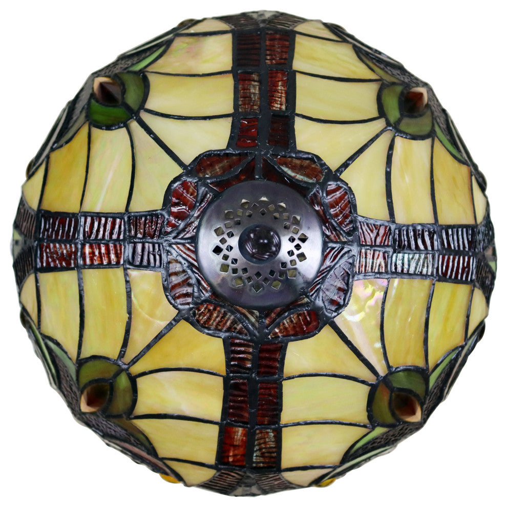 Adia Tiffany-Style 1-Light Victorian Accent Table Lamp 12" Shade