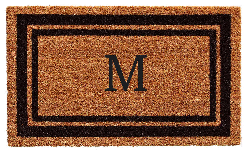 Black Border 18"x30" Monogram Doormat, Letter M