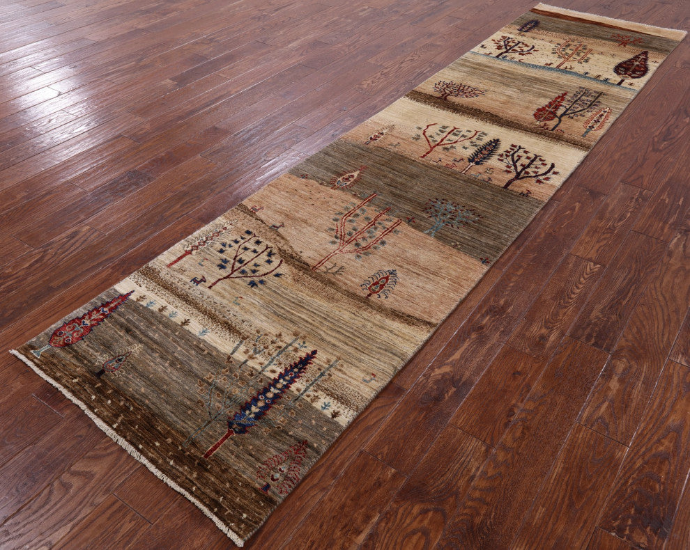 2' 10" X 11' 8" Runner Persian Gabbeh Tribal Handmade Rug Q8120