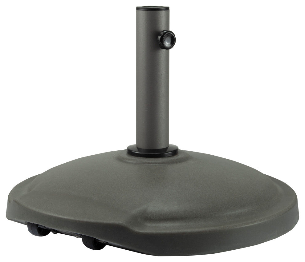 22" Poly Resin Umbrella Stand With Wheels, 50 lb, Starring Gray