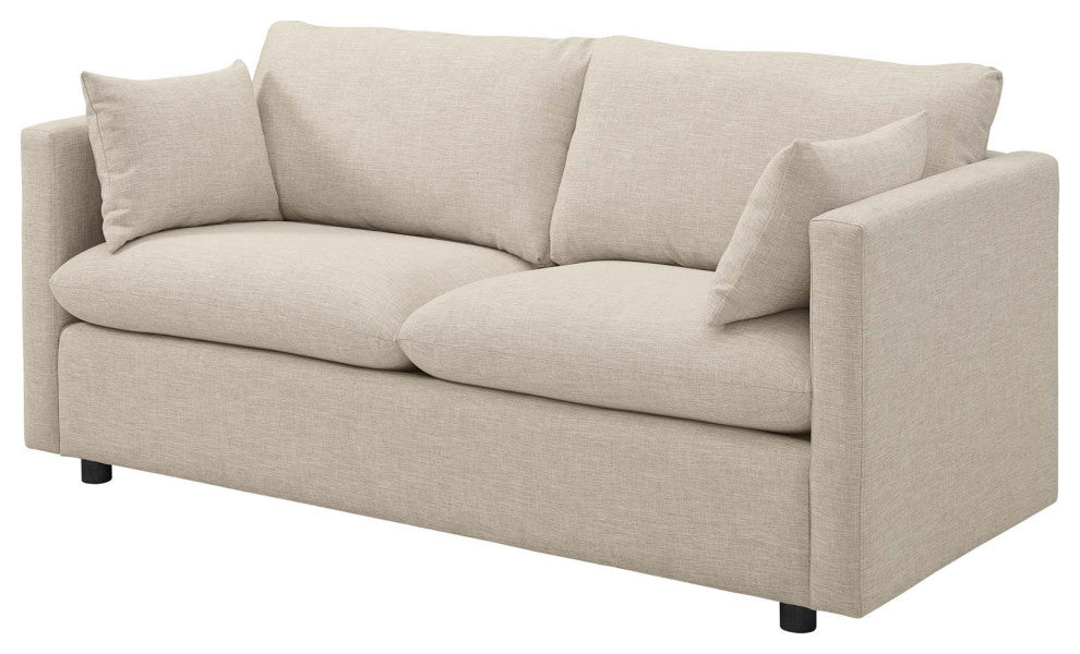 Armchair and Loveseat Sofa Set, Fabric, Beige, Modern, Living Lounge Hospitality