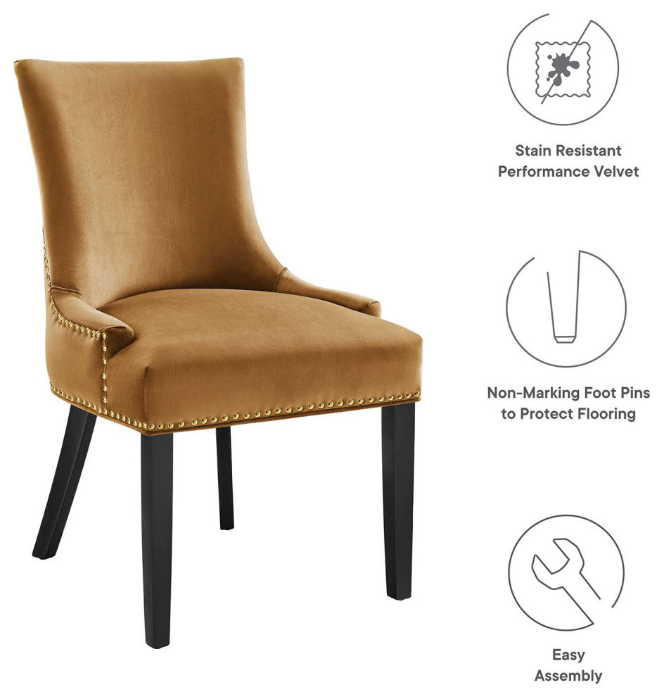 Marquis Performance Velvet Dining Chairs, Set of 2, Cognac