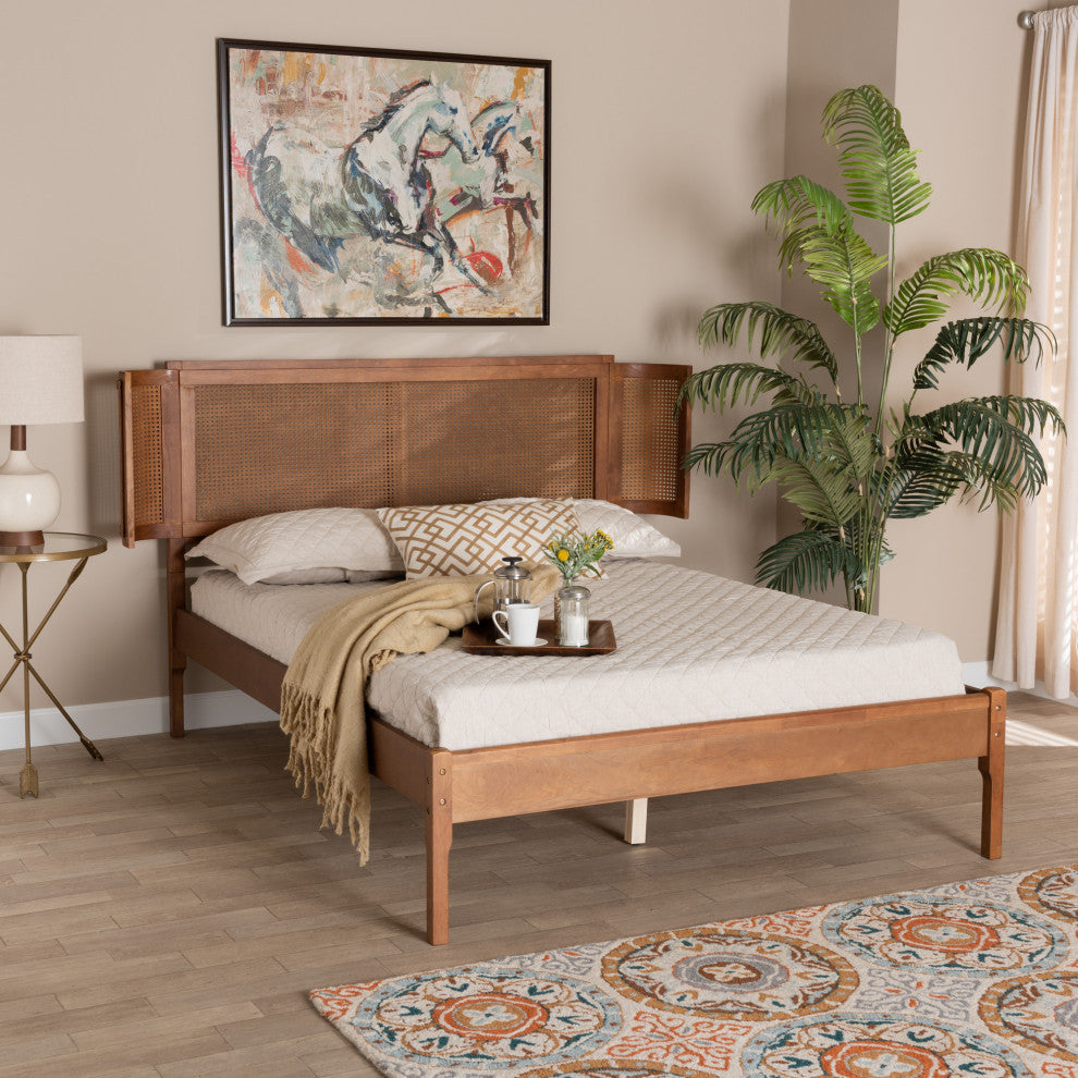 Quincy Natural Rattan Platform Bed, Queen