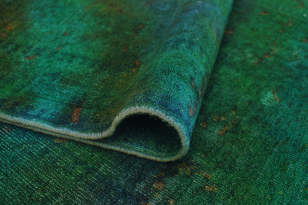Vintage Distressed Albertee Green/Purple Runner, 3'3x9'4