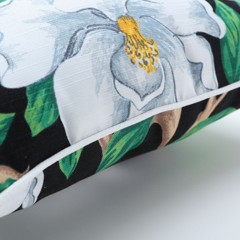 Pillow Perfect Magnolia Black Over-Sized Throw Pillow, Set of 2