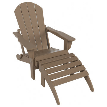 WestinTrends 2PC Classic Adirondack Chair Ottoman Outdoor Patio Conversation Set, Weathered Wood