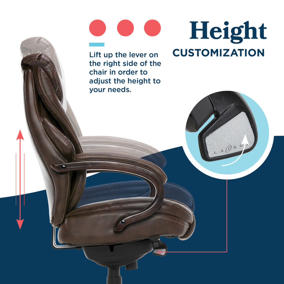 La-Z-Boy Hyland Executive Office Chair with AIR Lumbar Technology Mahogany Brown
