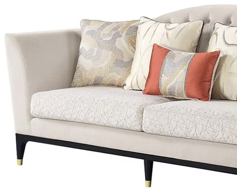 ACME Tayden Sofa With 5 Pillows, Beige Velvet