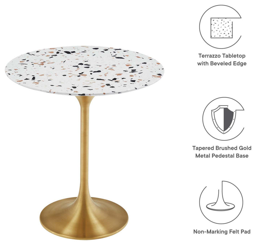 Lippa 20" Round Terrazzo Side Table, Gold Terrazzo