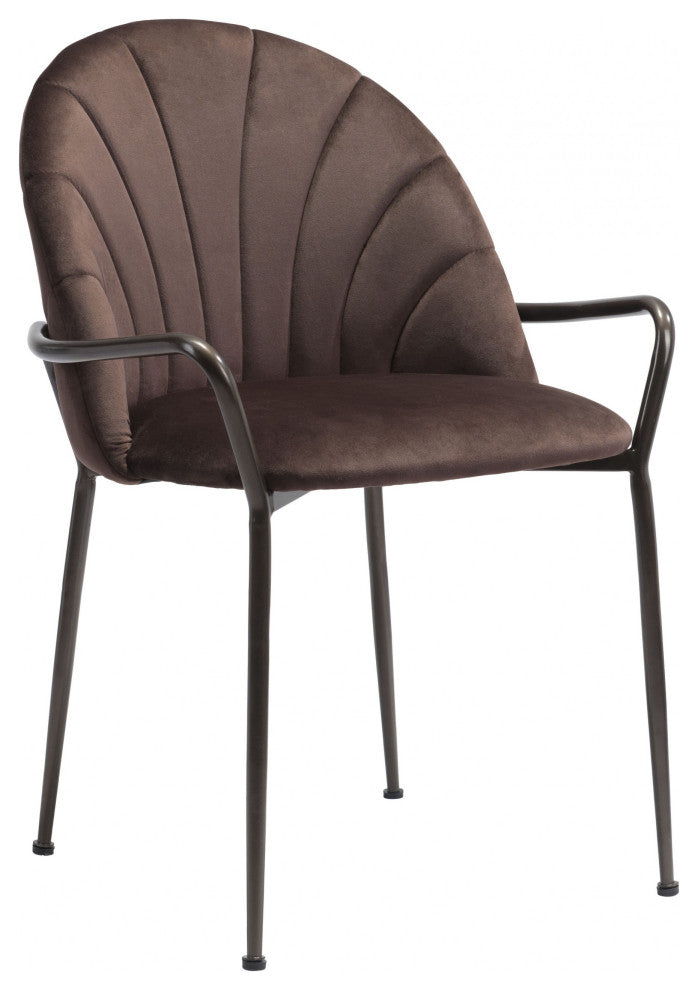 Set of Two Dark Brown Faux Leather Arch Dining Chairs