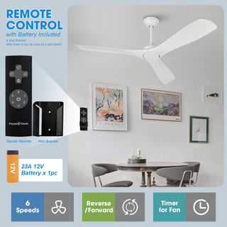 52 in. Modern Ceiling Fan with DC Reversible Motor and Remote