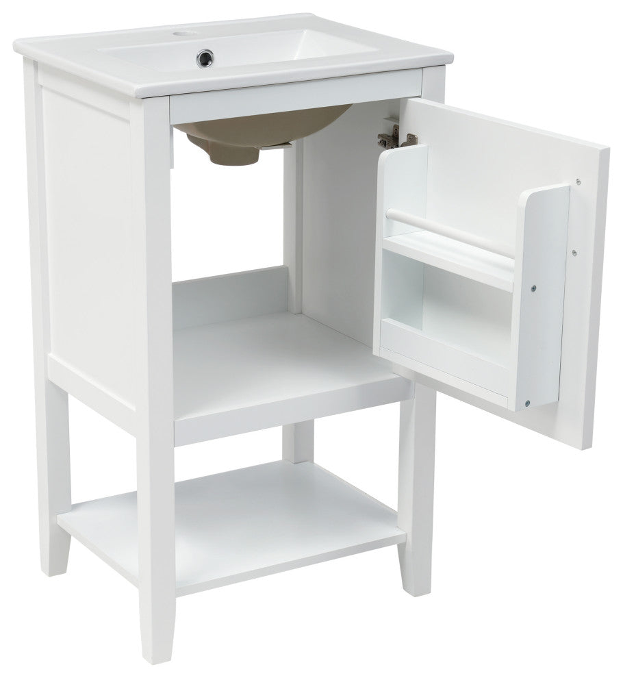 TATEUS 20" Bathroom Vanity With Sink, Bathroom Cabinet, White
