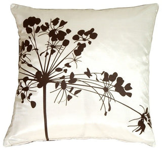 Pillow Decor - White with Brown Spring Flower Throw Pillow