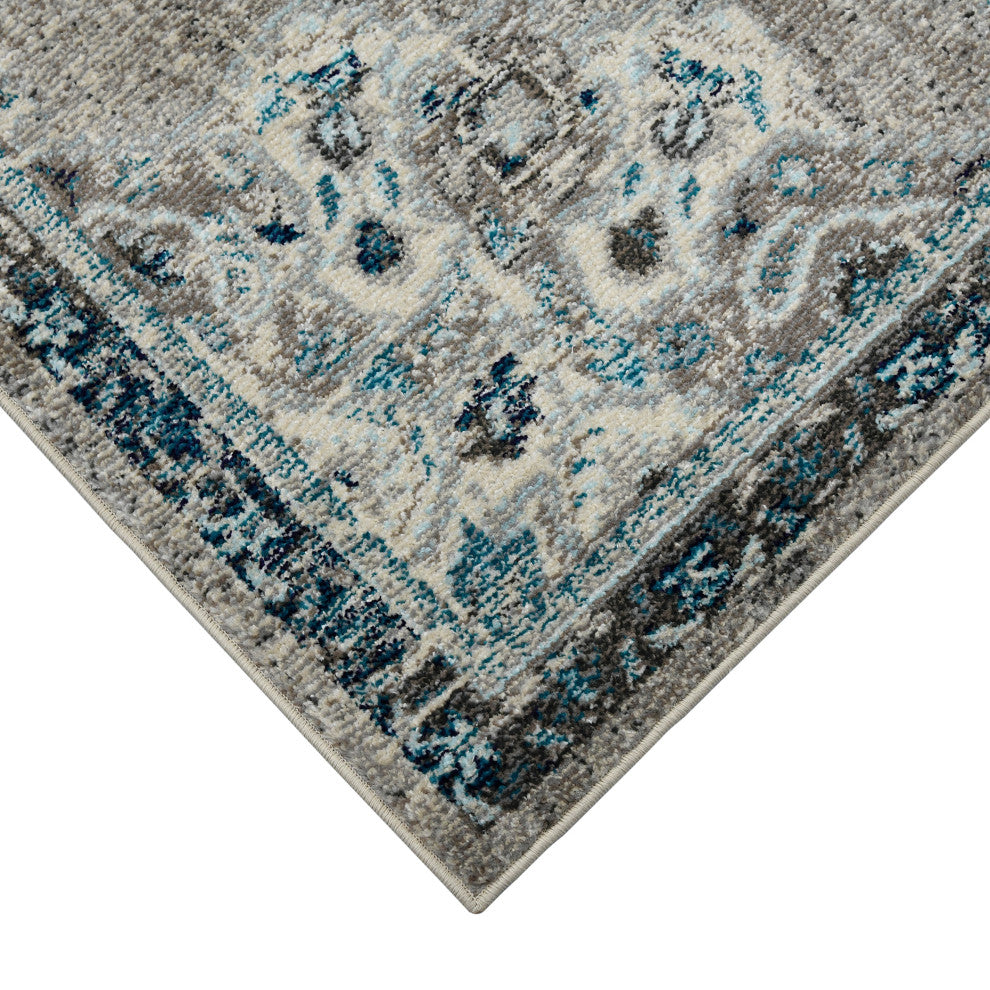 Montana Nieves Runner, Blue, 2'7" x 8', Medallion