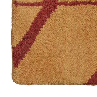 Hand Knotted Wool Area Rug Geometric Gold Red